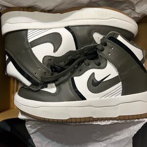 Nike Women's Dunk High Up Summit White and Cargo Khaki